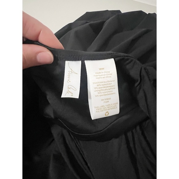 Anne Cole Black Plus Size Adjustable Surplice Swimdress Size 18W - Picture 7 of 10